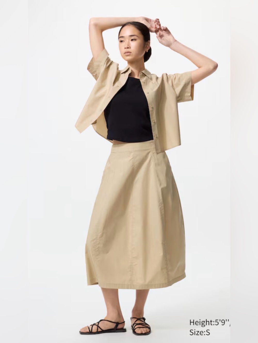 Uniqlo-Cotton Blend Cocoon Skirt & Shirt
Colour: 32 BEIGE